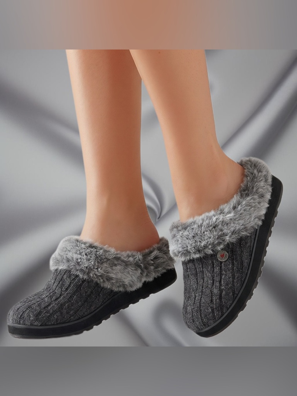 BOBS Skechers Keepsakes Ice Angel Slipper, Women's Size 8 M, Charcoal MSRP $70
